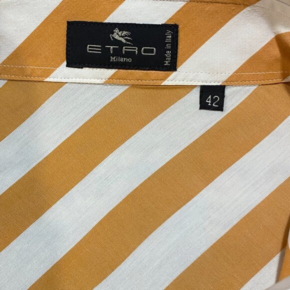 Etro BOLD STRIPE - Butterscotch Gold & White Long Sleeve Button Down - Picture 9 of 13